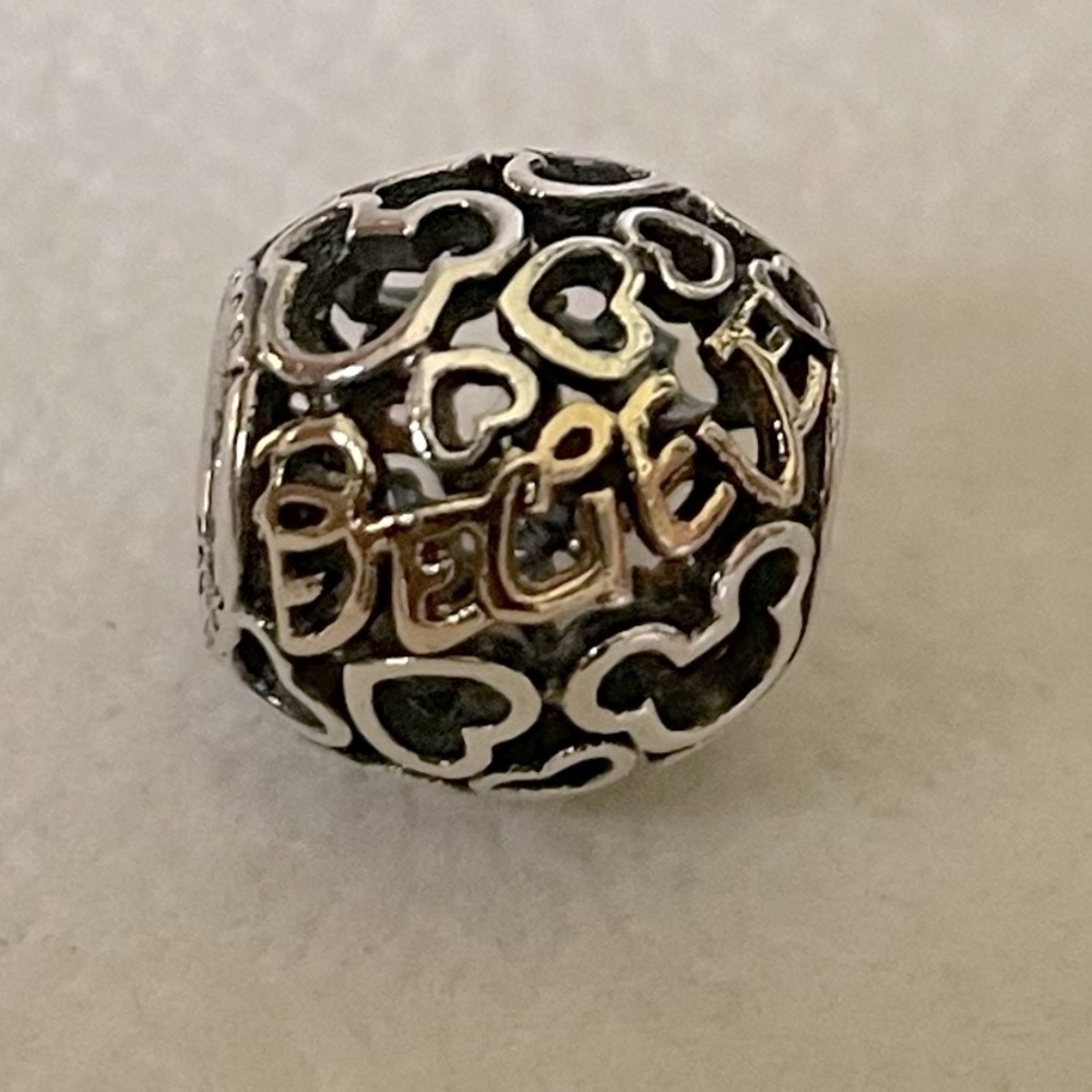 Pandora Sterling Silver 925 & 14k Gold Disney Believe Openwork Charm